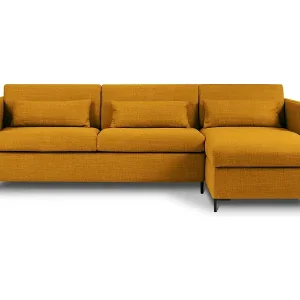 CXL by Christian Lacroix - 4-Sitzer ausklappbares Ecksofa rechts mit Container "Yanis" Sitzer aus strukturiertem Stoff gold - 260x170x80cm Direktkauf