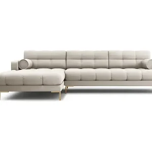 Cosmopolitan Design - 5-Sitzer Ecksofa links "Bali" aus strukturiertem Stoff beige - 293x185x75cm Solange Der Vorrat Reicht