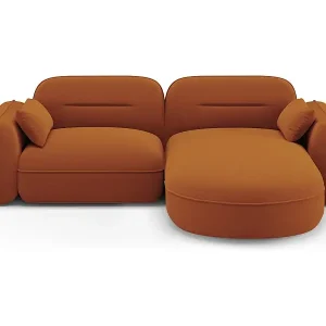 Cosmopolitan Design - 3-Sitzer modulares Ecksofa rechts "Sydney" aus Samt terrakotta - 230x165x70cm Markenware