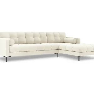Cosmopolitan Design - 5-Sitzer Ecksofa rechts "Bali" aus Samt leichtes beige - 293x185x75cm Saisonangebot