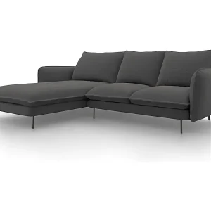 Cosmopolitan Design - 5-Sitzer Ecksofa links "Vienna" aus strukturiertem Stoff dunkelgrau - 255x170x95cm Top-Seller