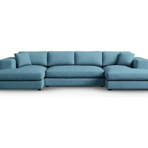 CXL by Christian Lacroix - 5-Sitzer Panoramasofa "Tendance" Sitzer aus strukturiertem Stoff blau - 344x170x72cm Preiswert