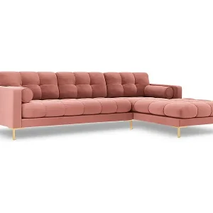 Rabatt Cosmopolitan Design - 5-Sitzer Ecksofa rechts "Bali" aus Samt rosa - 293x185x75cm