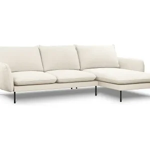 Cosmopolitan Design - 5-Sitzer Ecksofa rechts "Vienna" aus Boucle beige - 255x170x95cm Expressversand