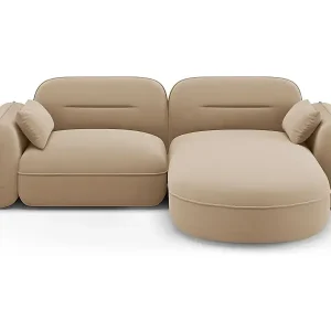 Cosmopolitan Design - 3-Sitzer modulares Ecksofa rechts "Sydney" aus Samt sandfarben - 230x165x70cm Sonderangebot