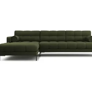 Nur Für Kurze Zeit Cosmopolitan Design - 5-Sitzer Ecksofa links "Bali" aus strukturiertem Stoff grün - 293x185x75cm