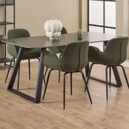 Esstisch Antalya - 180x90x75cm - Keramik - schwarzer Marmor Dekor Echt