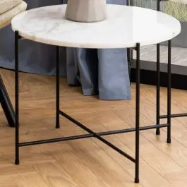 Beistelltisch Avila - Ø52x40cm - weißer Marmor Kostenloser Rückversand