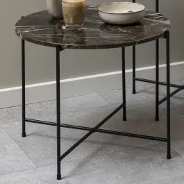 Markenware Beistelltisch Avila - Ø52x40cm - brauner Marmor