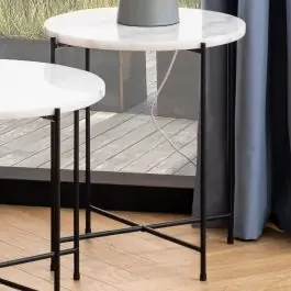 Beistelltisch Avila - Ø42x45 cm - weißer Marmor Neuheit