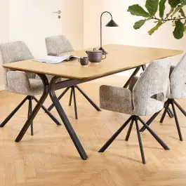 Neue Kollektion Esstisch Bristol - 200x100x75 cm - Eiche Dekor/schwarz