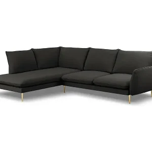 Nur Für Kurze Zeit Cosmopolitan Design - 6-Sitzer Ecksofa links "Vienna" aus Boucle schwarz - 275x185x95cm