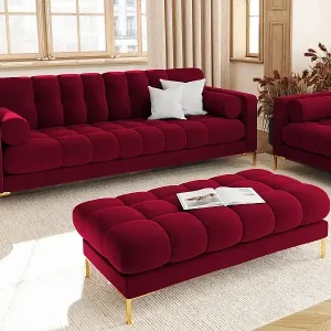 Cosmopolitan Design - 4-Sitzer Sofa "Bali" aus Samt rot - 217x92x75cm Online Kaufen