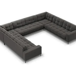 Cosmopolitan Design - 9-Sitzer Panoramasofa "Bali" aus Samt dunkelgrau - 327x256x75cm Finale Aktion