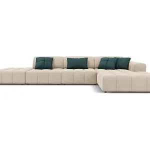 CXL by Christian Lacroix - 5-Sitzer Ecksofa rechts "Luc" Sitzer aus Samt leichtes beige - 341x166x70cm Heißes Angebot