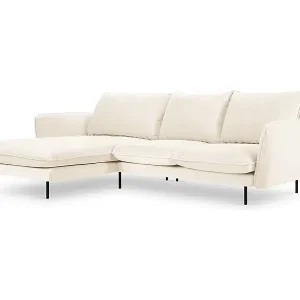 Cosmopolitan Design - 5-Sitzer Ecksofa links "Vienna" aus Samt leichtes beige - 255x170x95cm Angebot