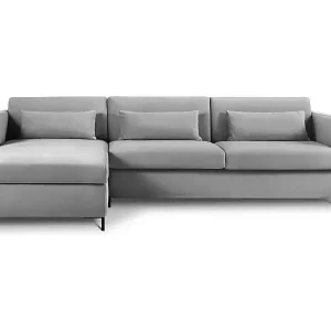 Kostenloser Rückversand CXL by Christian Lacroix - 4-Sitzer ausklappbares Ecksofa links "Yanis" Sitzer aus Samt grau - 260x170x80cm