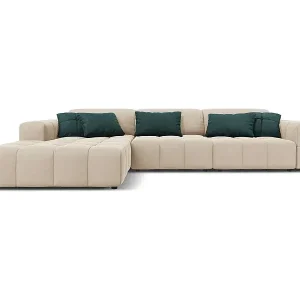 Kracherpreis CXL by Christian Lacroix - 4-Sitzer Ecksofa links "Luc" Sitzer aus Samt leichtes beige - 284x166x70cm