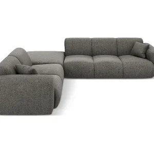 Cosmopolitan Design - 4-Sitzer Ecksofa links "Nolio" aus Chenille-Stoff grau - 315x250x72cm Preis Gesenkt