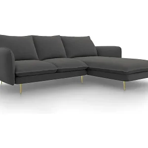 Cosmopolitan Design - 5-Sitzer Ecksofa rechts "Vienna" aus strukturiertem Stoff dunkelgrau - 255x170x95cm Angebot