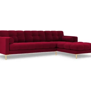 Sale Cosmopolitan Design - 5-Sitzer Ecksofa rechts "Bali" aus Samt rot - 293x185x75cm