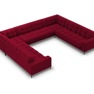 Cosmopolitan Design - 9-Sitzer Panoramasofa "Bali" aus Samt rot - 327x256x75cm Sofort Bestellen