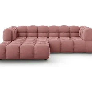 Cosmopolitan Design - 3-Sitzer modulares Ecksofa links "Sky" aus Samt lachs - 244x162x75cm Versand Am Gleichen Tag