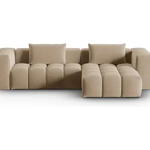 Kostenloser Rückversand CXL by Christian Lacroix - 3-Sitzer modulares Ecksofa rechts "Lorella" Sitzer aus Samt sand - 260x145x70cm