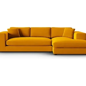 CXL by Christian Lacroix - 5-Sitzer Ecksofa rechts "Tendance" Sitzer aus Samt gold - 282x174x72cm Heißes Angebot