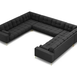 Bestpreis Cosmopolitan Design - 9-Sitzer Panoramasofa "Bali" aus strukturiertem Stoff dunkelgrau - 327x256x75cm