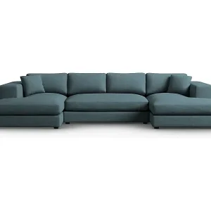 Nur Für Kurze Zeit CXL by Christian Lacroix - 5-Sitzer Panoramasofa "Tendance" Sitzer aus Cord blau - 344x170x72cm