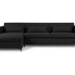 CXL by Christian Lacroix - 5-Sitzer ausklappbares Ecksofa links mit Container "Yanis" Sitzer aus strukturiertem Stoff dunkelgrau - 280x170x80cm Preisknaller