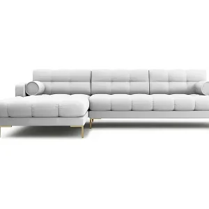 Cosmopolitan Design - 5-Sitzer Ecksofa links "Bali" aus strukturiertem Stoff hellgrau - 293x185x75cm Schneller Versand