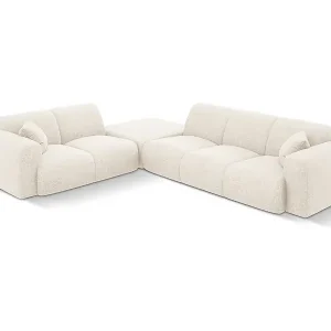 Gratis Versand Cosmopolitan Design - 4-Sitzer Ecksofa links "Nolio" aus Chenille-Stoff leichtes beige - 315x250x72cm