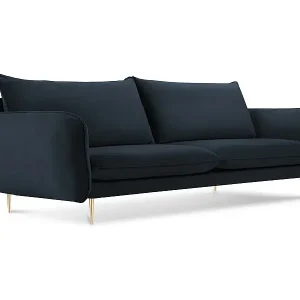 Cosmopolitan Design - 3-Sitzer Sofa "Vienna" aus Samt dunkelblau - 200x92x95cm Letzte Chance