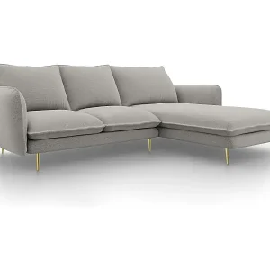 Aktuell Cosmopolitan Design - 5-Sitzer Ecksofa rechts "Vienna" aus strukturiertem Stoff hellgrau - 255x170x95cm
