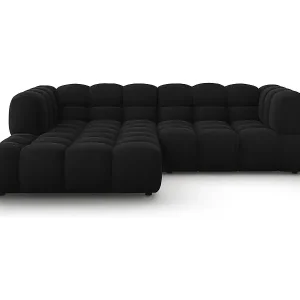 Begrenztes Angebot Cosmopolitan Design - 3-Sitzer modulares Ecksofa links "Sky" aus Samt schwarz - 244x162x75cm