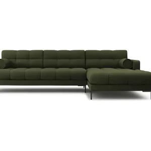 Expressversand Cosmopolitan Design - 5-Sitzer Ecksofa rechts "Bali" aus strukturiertem Stoff grün - 293x185x75cm