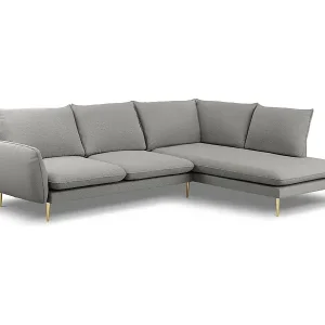 Sofort Bestellen Cosmopolitan Design - 6-Sitzer Ecksofa rechts "Vienna" aus Boucle grau - 275x185x95cm