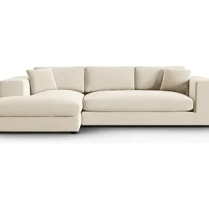 Sonderaktion CXL by Christian Lacroix - 5-Sitzer Ecksofa links "Tendance" Sitzer aus Samt beige - 282x174x72cm