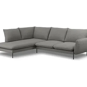 Cosmopolitan Design - 6-Sitzer Ecksofa links "Vienna" aus strukturiertem Stoff dunkelgrau - 275x185x95cm Neu