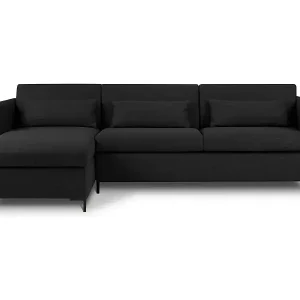 Schnäppchen CXL by Christian Lacroix - 4-Sitzer ausklappbares Ecksofa links mit Container "Yanis" Sitzer aus strukturiertem Stoff dunkelgrau - 260x170x80cm