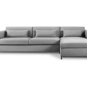 Neuheit CXL by Christian Lacroix - 5-Sitzer ausklappbares Ecksofa rechts "Yanis" Sitzer aus Samt grau - 280x170x80cm