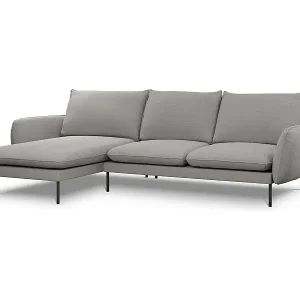 Saisonangebot Cosmopolitan Design - 5-Sitzer Ecksofa links "Vienna" aus Boucle grau - 255x170x95cm