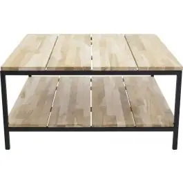 Sofatisch Cirebon Venture Design - Teakholz Natur - 80x80x40 cm Schwarz Preis Gesenkt