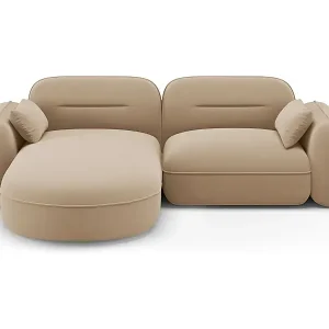 Cosmopolitan Design - 3-Sitzer modulares Ecksofa links "Sydney" aus Samt sandfarben - 230x165x70cm Letzte Chance