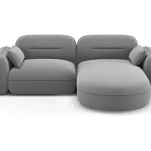 Cosmopolitan Design - 3-Sitzer modulares Ecksofa rechts "Sydney" aus Samt hellgrau - 230x165x70cm Letzte Chance