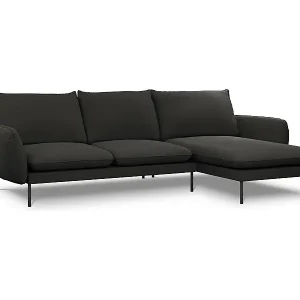 Meistverkauft Cosmopolitan Design - 5-Sitzer Ecksofa rechts "Vienna" aus Boucle schwarz - 255x170x95cm