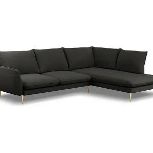 Sonderangebot Cosmopolitan Design - 6-Sitzer Ecksofa rechts "Vienna" aus Boucle schwarz - 275x185x95cm