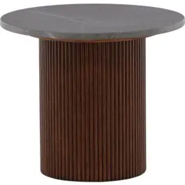 Kostenloser Rückversand Beistelltisch Härön Venture Design - MDF und Essener Holz - ⌀52 cm - Dunkelbraun mit Marmoroptik